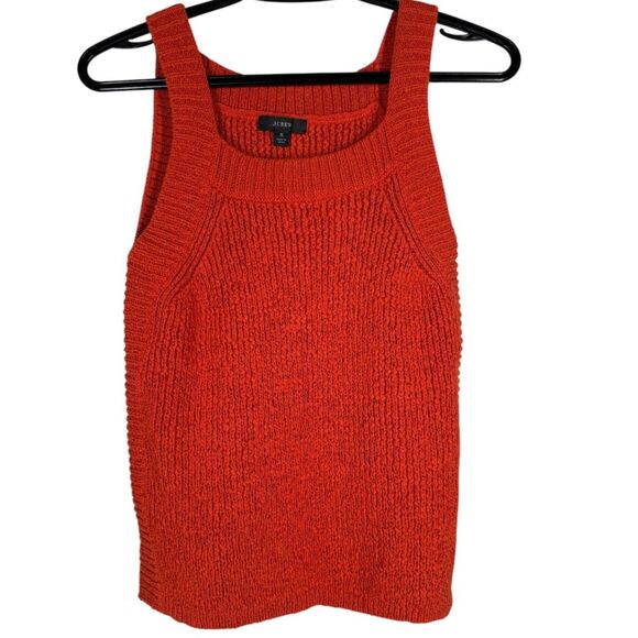 J. Crew Tops - J Crew Orange Chunky Knit Tank Top Womens Sz S Fall Autumn Pumpkin High Neck